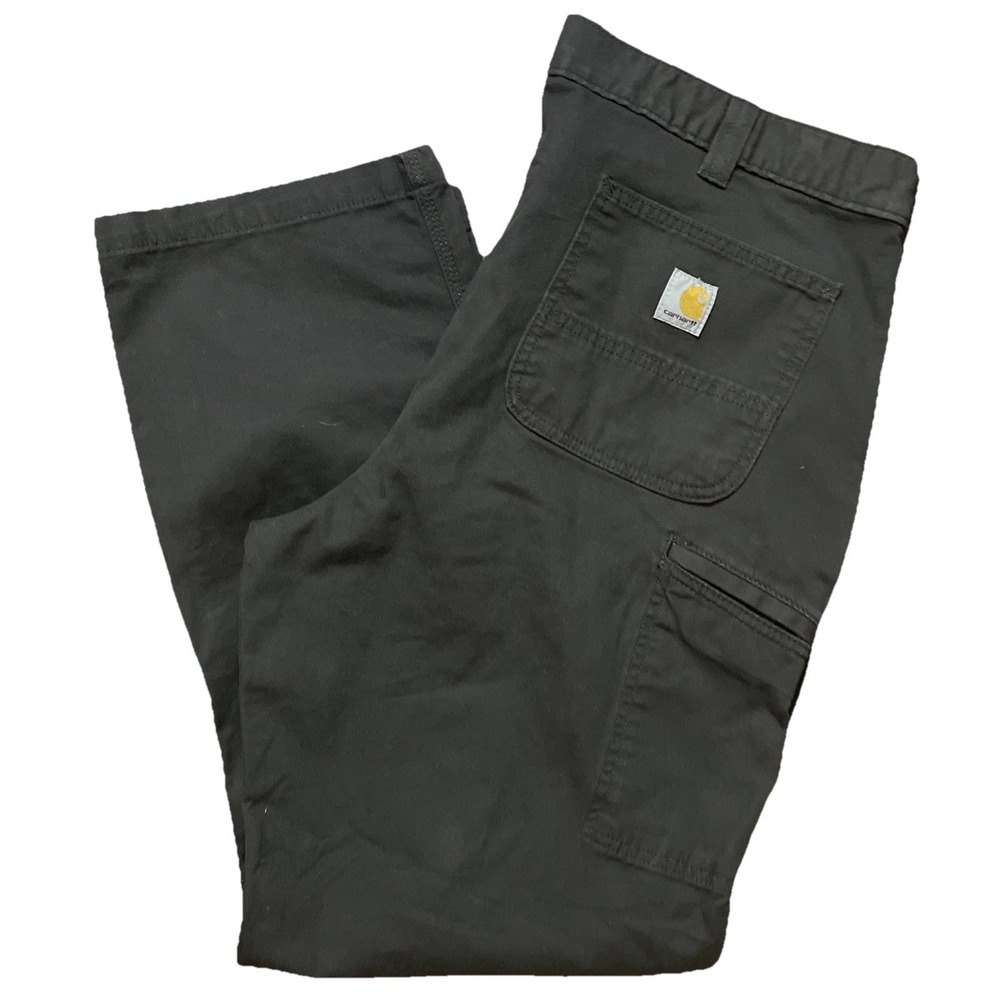 Carhartt Men's 40x32 Relaxed Fit Rugged Flex Canvas Work Pant Brown Green Peat - Picture 10 of 10